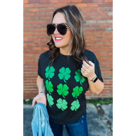 Glitter Lucky Clovers Tee YOUTH & ADULT
