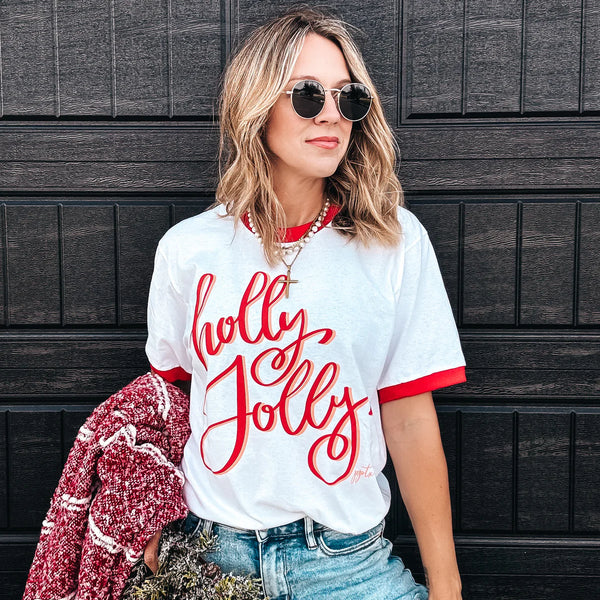 Holly Jolly Ringer Tee ***PREORDER***