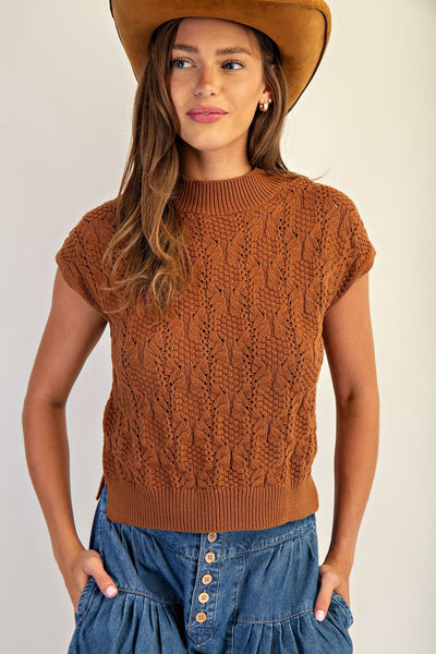 Cinnamon Mock Neck Knit Sweater