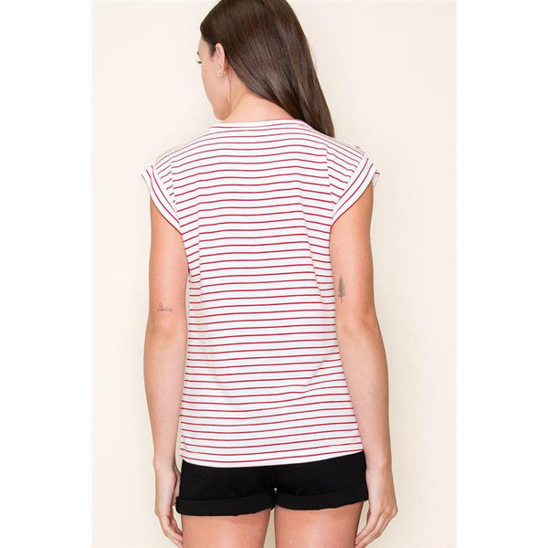 Red and White Striped Top