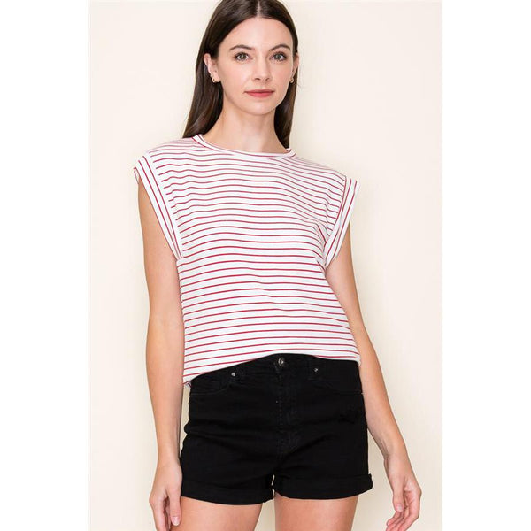 Red and White Striped Top