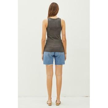 Charcoal Classic Ribbed Scoop Neck Tank Top