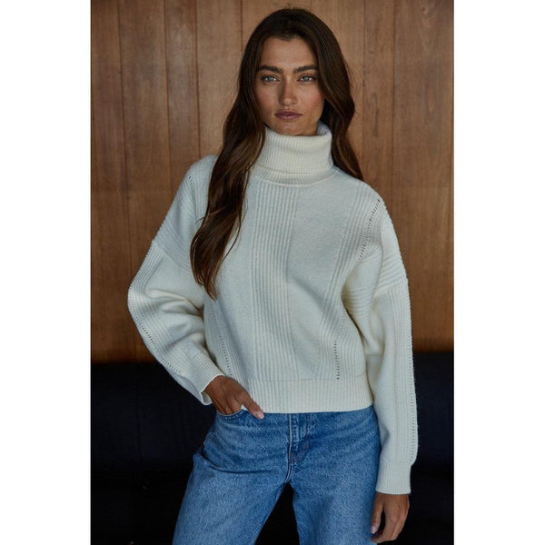 Cream Knit Turtleneck Sweater