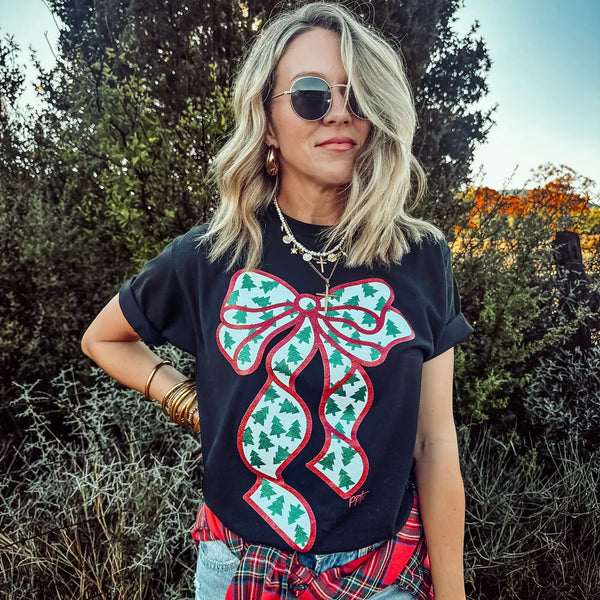 Glitter Bow with Trees Tee ***PREORDER***