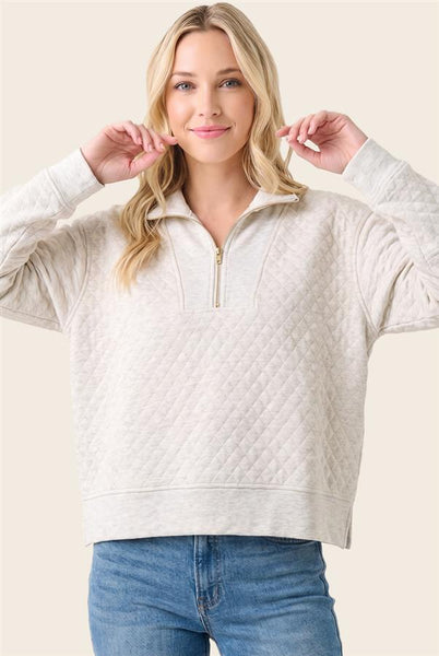 Grey Quilted Half Zip