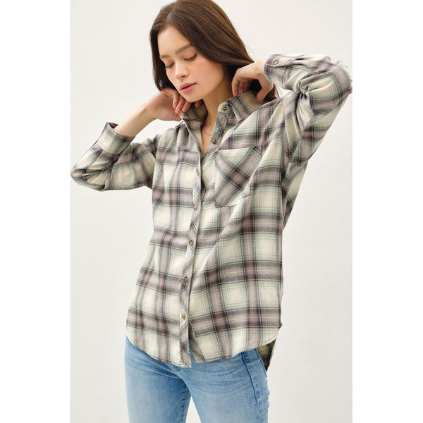 Aqua Long Sleeve Flannel