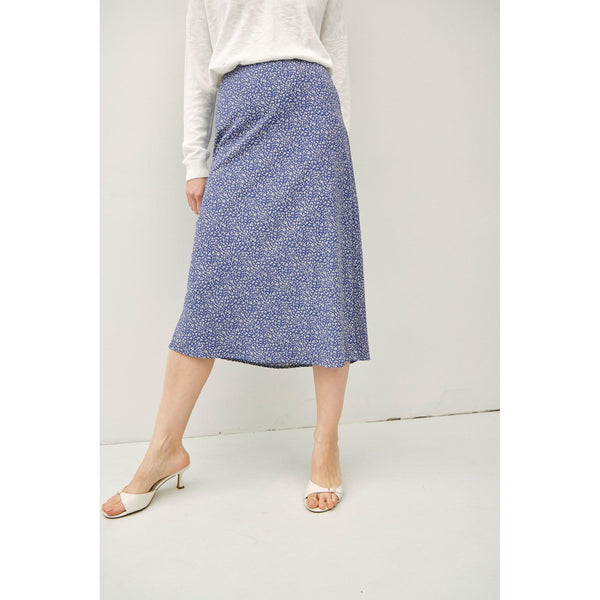 Indigo Floral Midi Skirt