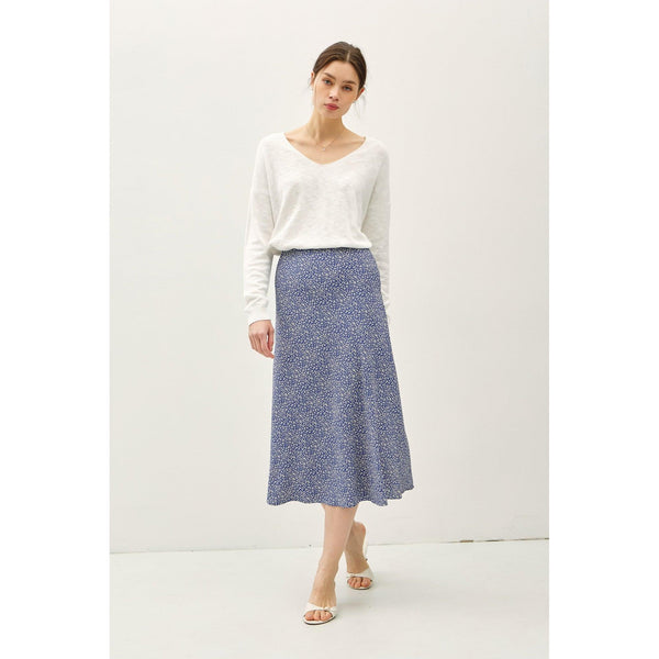 Indigo Floral Midi Skirt