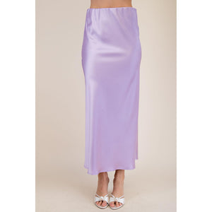 Lavender Satin Midi Skirt