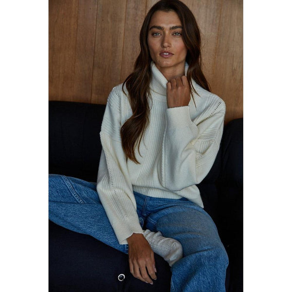 Cream Knit Turtleneck Sweater