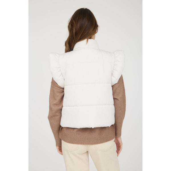 Cream Bow Puffer Vest