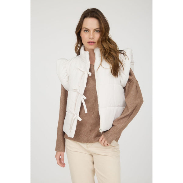 Cream Bow Puffer Vest