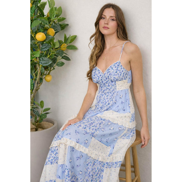 Blue Pattern Midi Dress