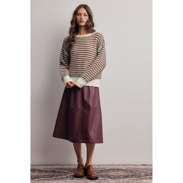 Baby Blue and Chocolate Striped Sweater