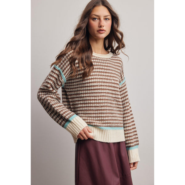 Baby Blue and Chocolate Striped Sweater