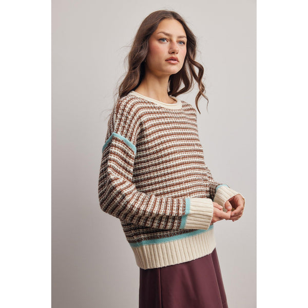 Baby Blue and Chocolate Striped Sweater