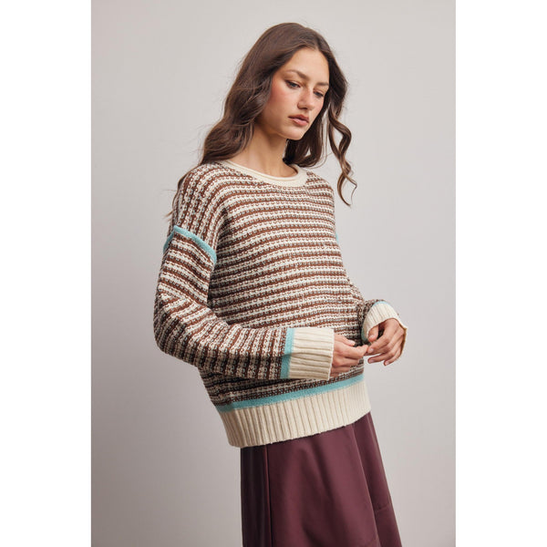 Baby Blue and Chocolate Striped Sweater