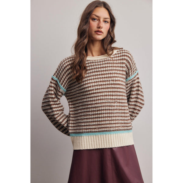 Baby Blue and Chocolate Striped Sweater
