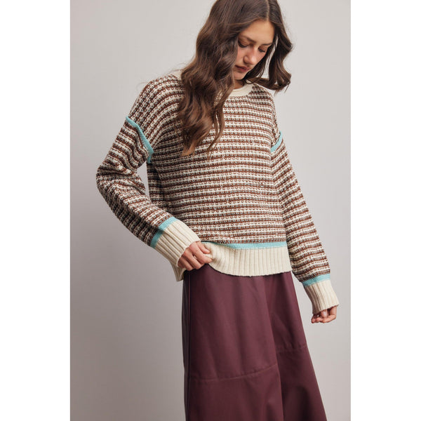 Baby Blue and Chocolate Striped Sweater