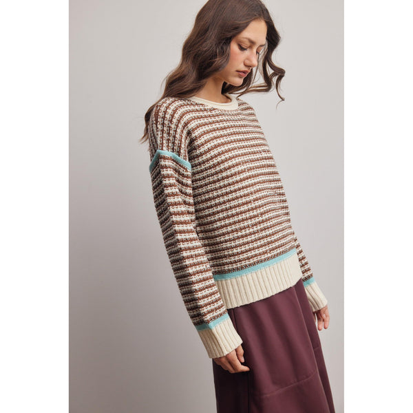 Baby Blue and Chocolate Striped Sweater