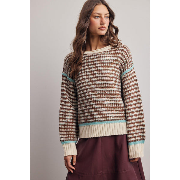 Baby Blue and Chocolate Striped Sweater