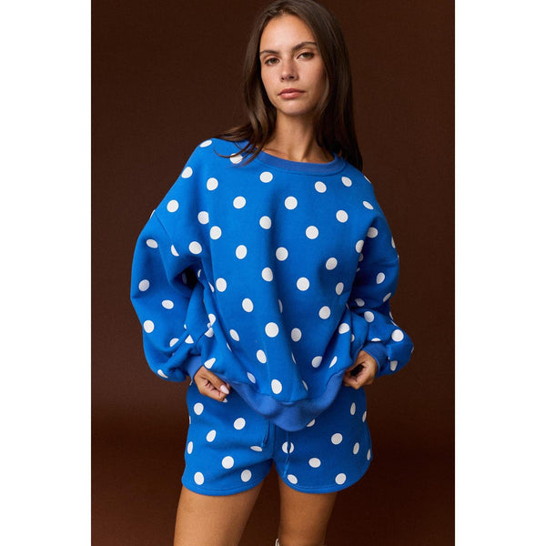 Blue Polka Dot Fleece Set