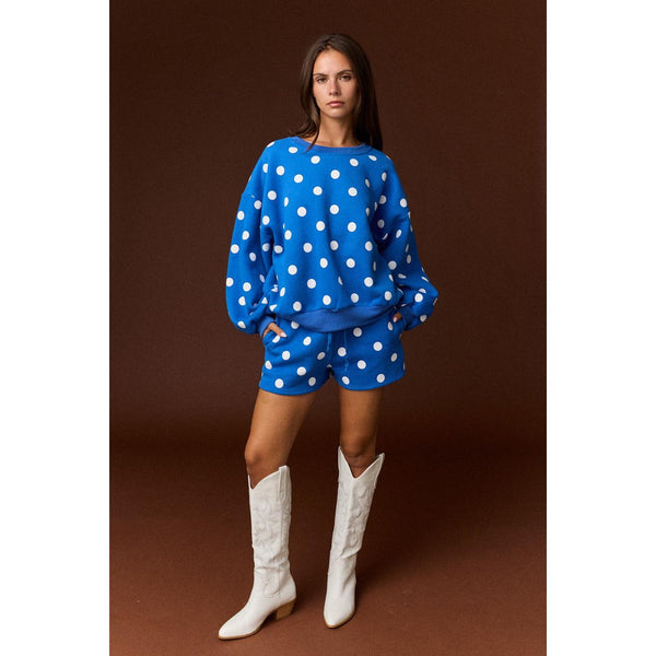 Blue Polka Dot Fleece Set