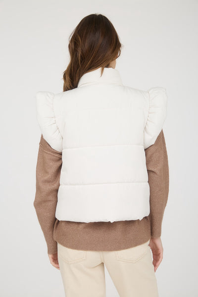 Cream Bow Detail Vest with Flutter Sleeve