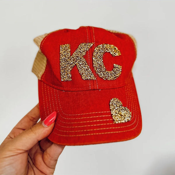 KC Gold Bling + Heart Hat
