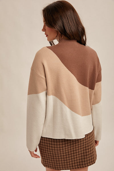 Mocha and Taupe Colorblock Sweater