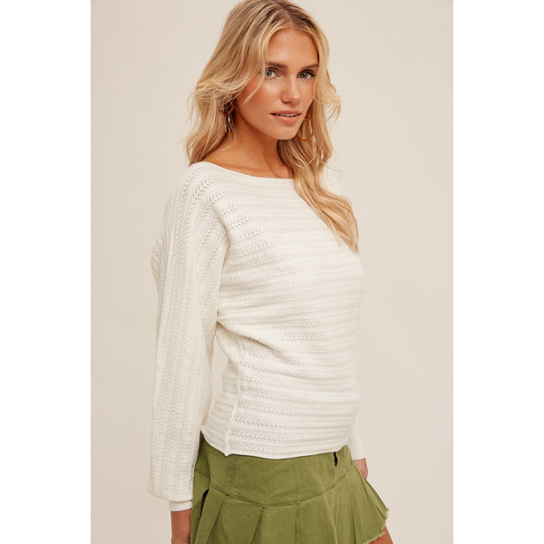 White Pointelle Sweater