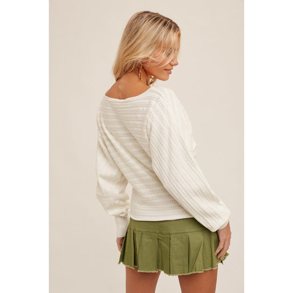 White Pointelle Sweater