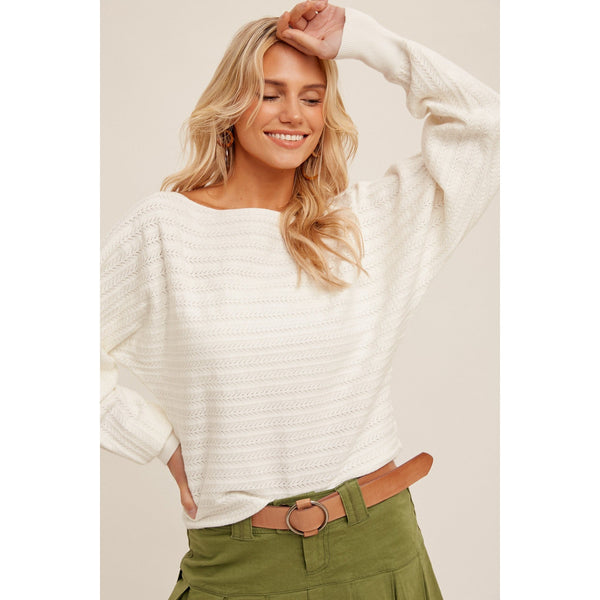 White Pointelle Sweater