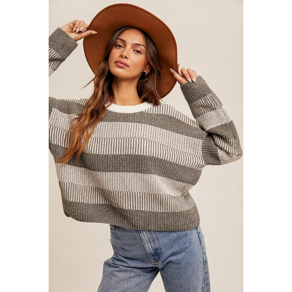 Olive Multi Stripe Sweater