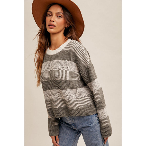 Olive Multi Stripe Sweater