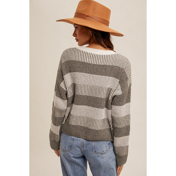 Olive Multi Stripe Sweater