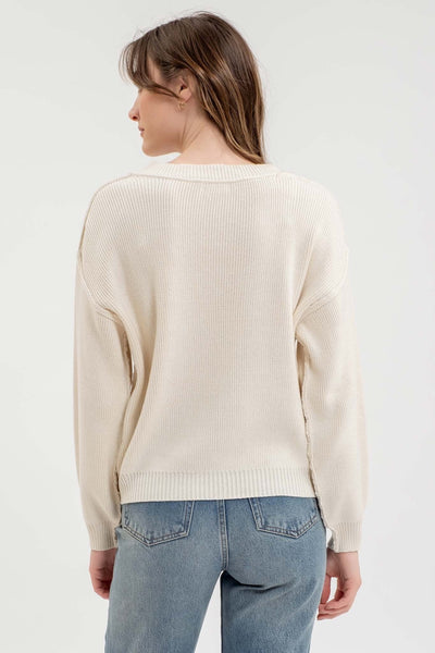 Cream Ribbed Sweater
