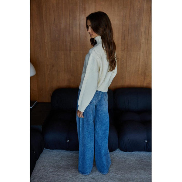 Cream Knit Turtleneck Sweater