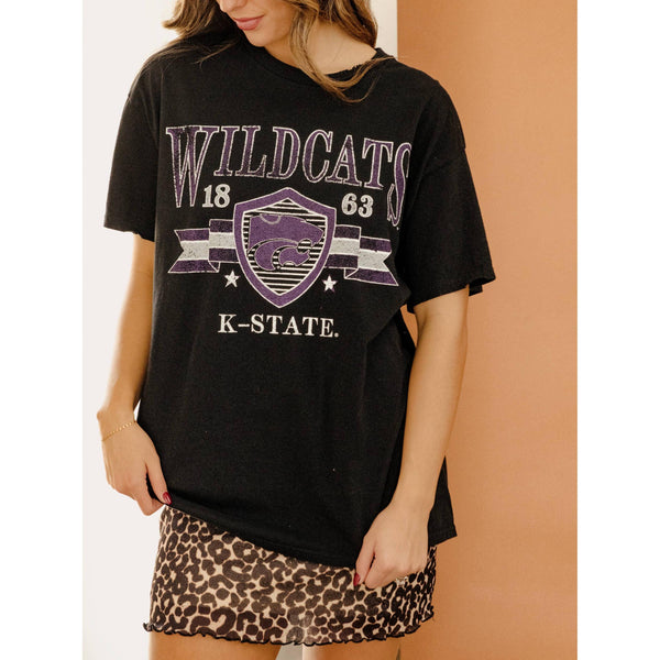 Kansas State Wildcats Pep Rally Black Thrifted Tee