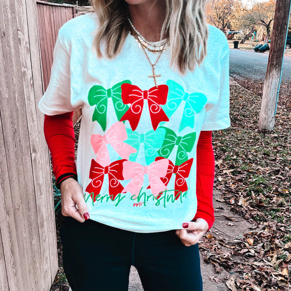 Merry Christmas Bows Tee ***PREORDER***
