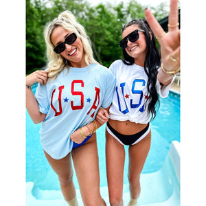 USA Metallic Puff Tee WHITE or BLUE ***PREORDER***