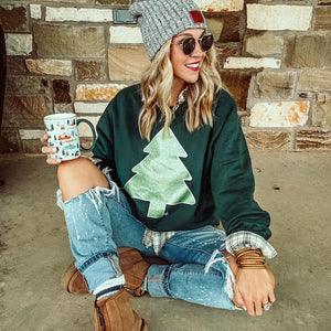 Mint Glitter Tree Sweatshirt