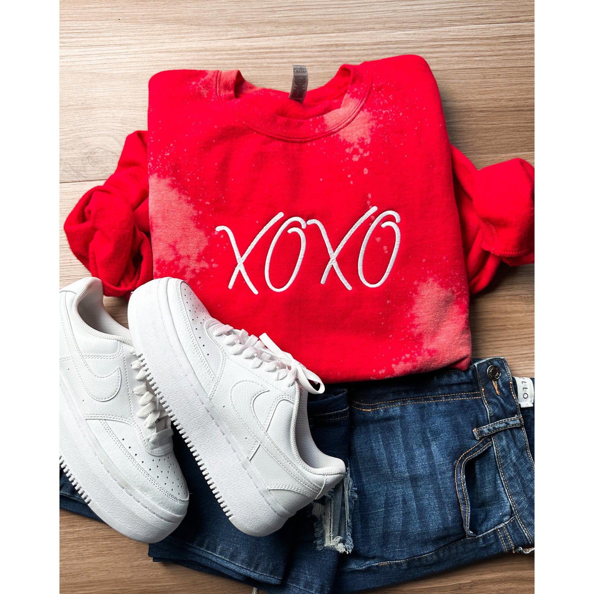 XOXO Red Bleached Sweatshirt ***PREORDER***