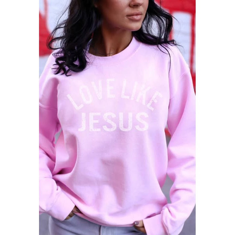 Love Like Jesus Sweatshirt in Light Pink