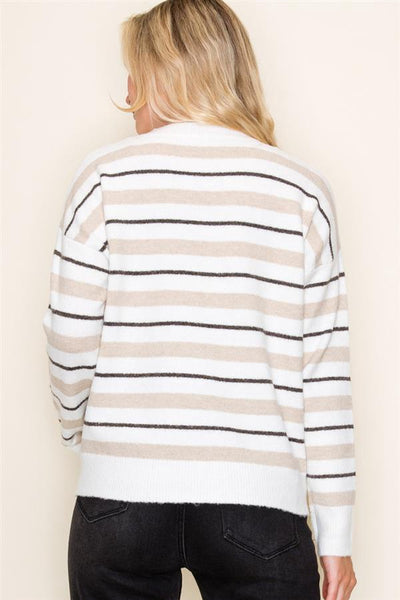 Striped Taupe and Black Sweater