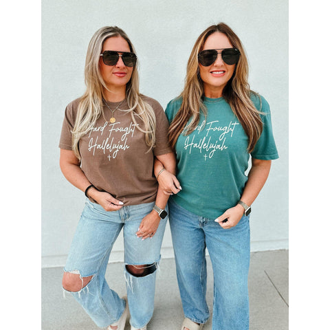Hard Fought Hallelujah Tee in EMERALD or ESPRESSO ***PREORDER***