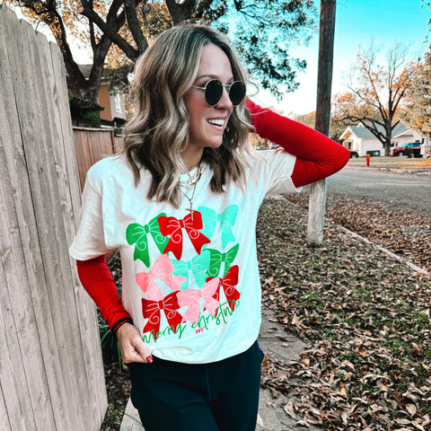 Merry Christmas Bows Tee ***PREORDER***