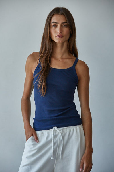 Navy Ribbed Tank Top