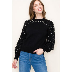 Black Pearl Studded Sweater