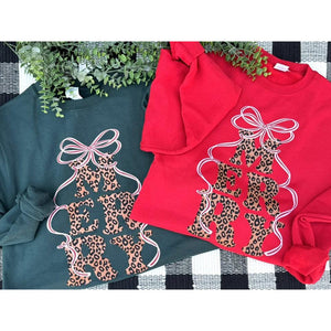 Merry Leopard Sweatshirt RED or GREEN ***PREORDER***